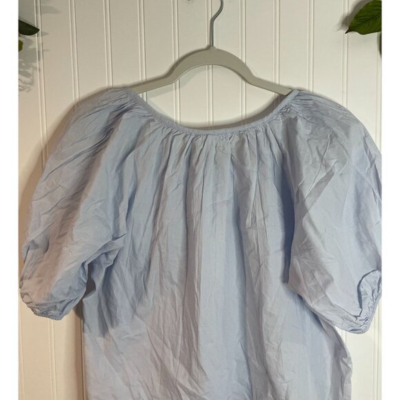 Chelsea & Theodore Light Blue Cotton Puff Sleeve Blouse Button Detail Womens S - Picture 3 of 13
